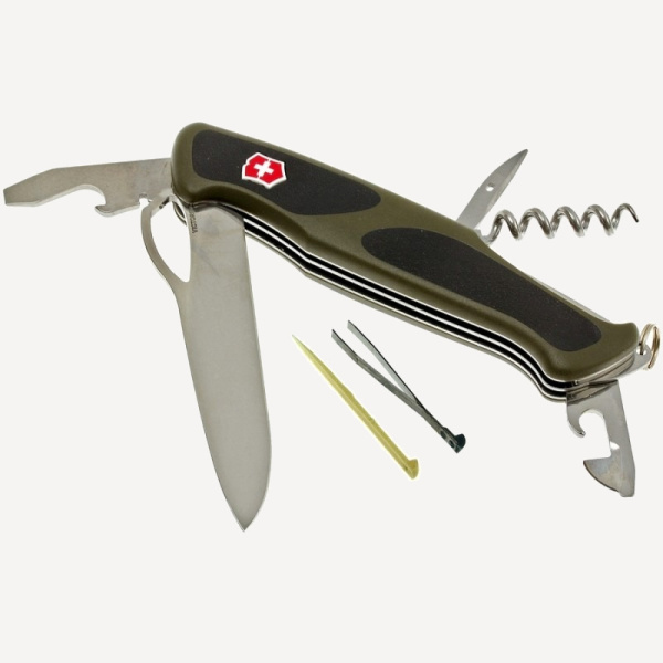 Нож Victorinox RangerGrip 61, 130мм, 11 функций (зелёный / черный)